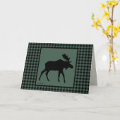 Elche Silhouette Grün und Schwarz Karo Karte (Gelbe Blume)