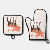 Elche Silhouette Ofenhandschuh & Topflappen-Set (Vorderseite)