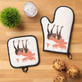 Elche Silhouette Ofenhandschuh & Topflappen-Set (Oben Unten)