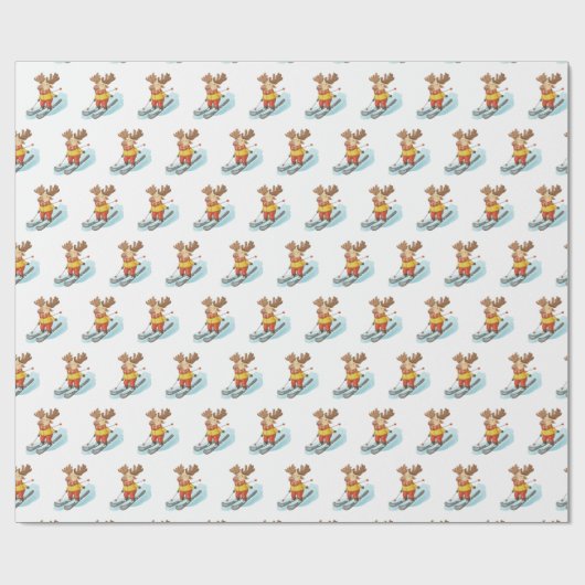 Elche Ski auf weißem Hintergrund Geschenkpapier (Flach)