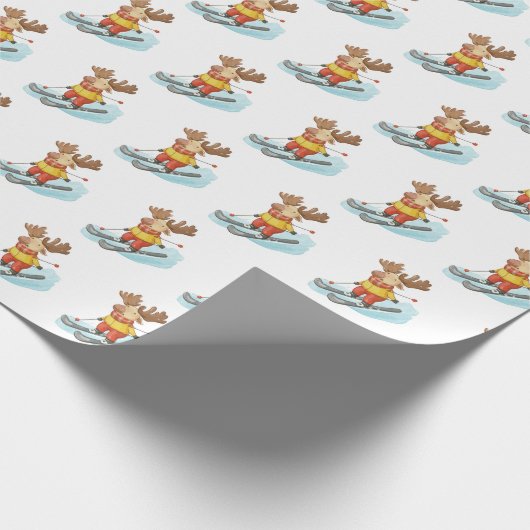 Elche Ski auf weißem Hintergrund Geschenkpapier (Ecke)