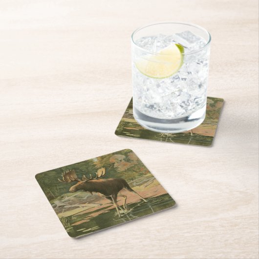 Elche Spaziergänge im Wasser Rechteckiger Pappuntersetzer (Vor Ort)