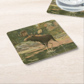 Elche Spaziergänge im Wasser Rechteckiger Pappuntersetzer (angewinkelt)