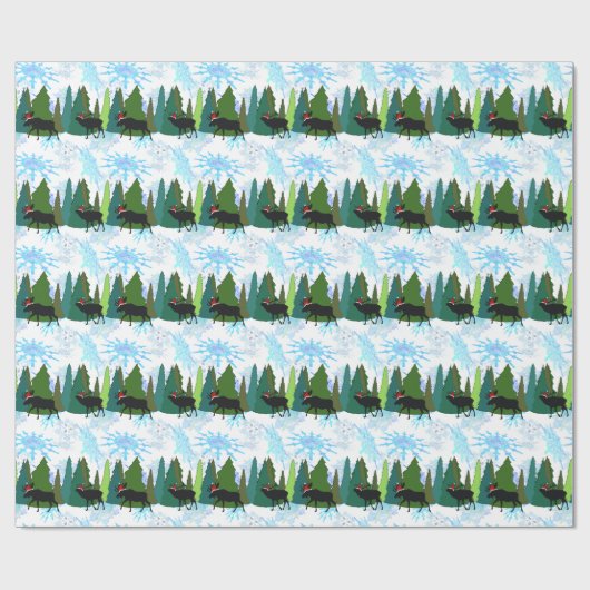 Elche spielen Weihnachtswrapping Paper Geschenkpapier (Flach)