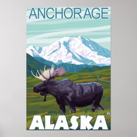 Elche Szene - Anchorage, Alaska Poster (Vorne)