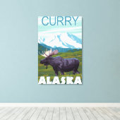 Elche Szene - Curry, Alaska Leinwanddruck (Insitu (Holzboden))
