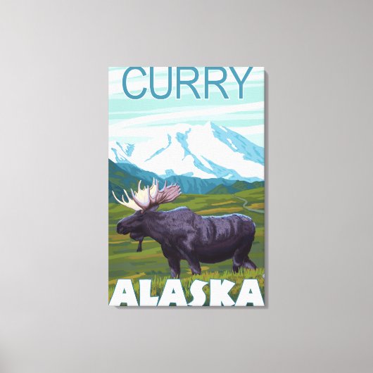 Elche Szene - Curry, Alaska Leinwanddruck (Vorderseite)