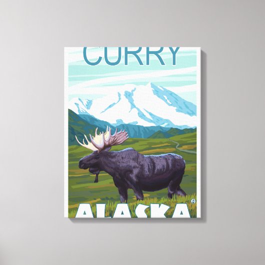 Elche Szene - Curry, Alaska Leinwanddruck (Vorderseite)