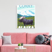Elche Szene - Curry, Alaska Leinwanddruck (Insitu (Wohnzimmer))