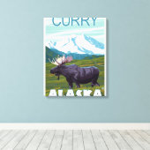 Elche Szene - Curry, Alaska Leinwanddruck (Insitu (Holzboden))