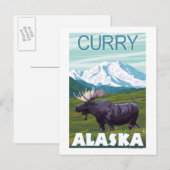 Elche Szene - Curry, Alaska Postkarte (Vorne/Hinten)