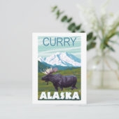 Elche Szene - Curry, Alaska Postkarte (Stehend Vorderseite)