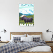 Elche Szene - Dawson, Alaska Leinwanddruck (Insitu (Schlafzimmer))