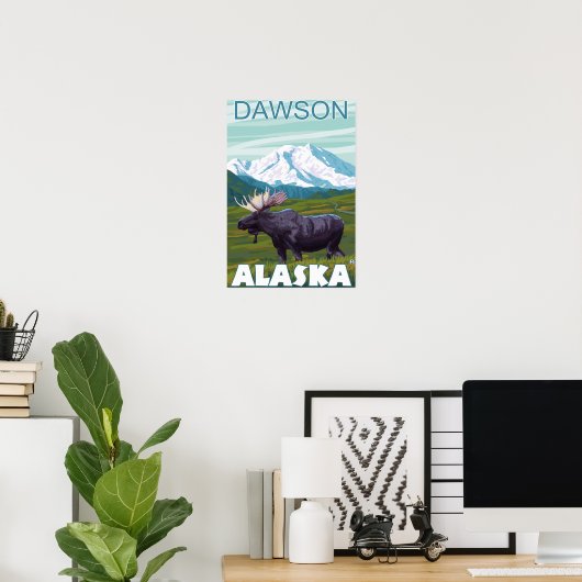 Elche Szene - Dawson, Alaska Poster (Heimbüro)