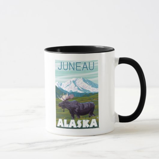 Elche Szene - Juneau, Alaska Tasse (Rechts)