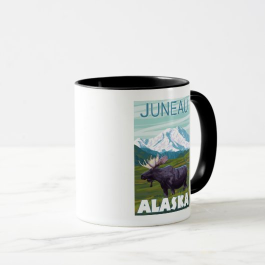 Elche Szene - Juneau, Alaska Tasse (VorderseiteRechts)