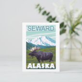 Elche Szene - Seward, Alaska Postkarte (Stehend Vorderseite)