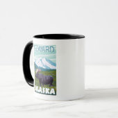 Elche Szene - Seward, Alaska Tasse (Vorderseite Links)