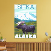 Elche Szene - Sitka, Alaska Leinwanddruck (Insitu (Wohnzimmer))