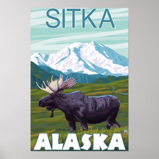 Elche Szene - Sitka, Alaska Poster (Vorne)