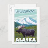 Elche Szene - Skagway, Alaska Postkarte (Vorne/Hinten)