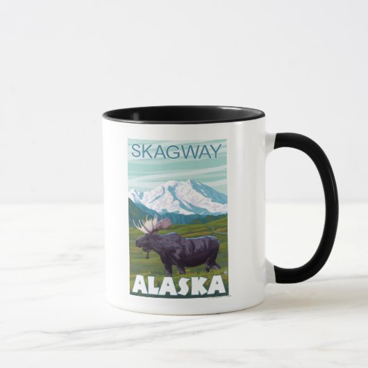 Elche Szene - Skagway, Alaska Tasse (Rechts)