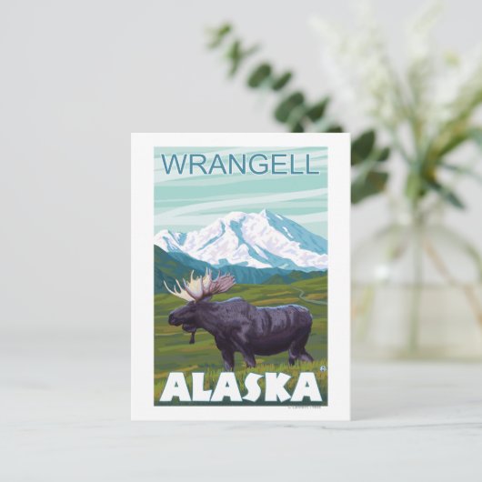 Elche Szene - Wrangell, Alaska Postkarte (Stehend Vorderseite)