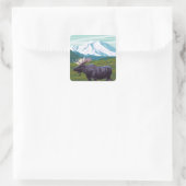 Elche Szene - Wrangell, Alaska Quadratischer Aufkleber (Tasche)