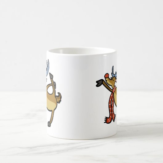 Elche tanzend Cartoon | Hintergrundfarbe auswählen Kaffeetasse (Mittel)