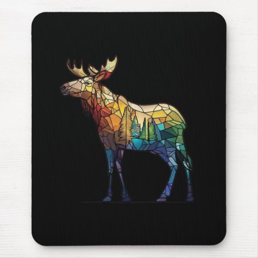 Elche Tiere Portrait Gestaltete Glas frei Wildtier Mousepad (Vorne)