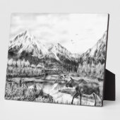 Elche und Berge Plaque Fotoplatte (Seite)