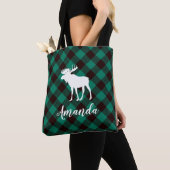 Elche und Buffalo Green Karierte Muster Weihnachte Tasche (Von Nahem)