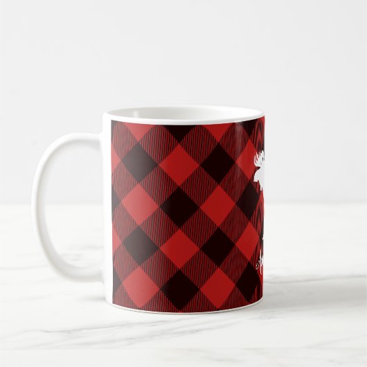 Elche und Buffalo Rot und Schwarz Karierte Weihnac Kaffeetasse (Links)