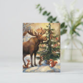 Elche und Eichhörnchen Weihnachten Postkarte (Stehend Vorderseite)