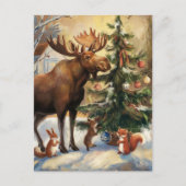 Elche und Eichhörnchen Weihnachten Postkarte (Vorderseite)