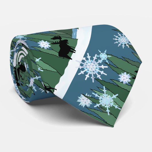 Elche und Elche Winterurlaub Krawatte (Gerollt)