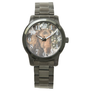 Elche und grüne Zweige Wildbeobachtung Armbanduhr