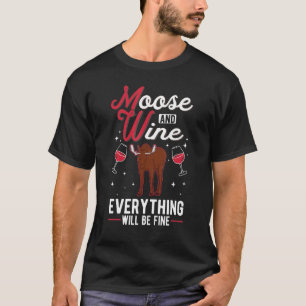 Elche und Wine Skandinavien Elch Antler Elch T-Shirt
