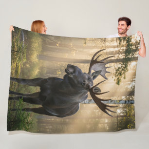 Elche & Wald Naturblanket - Gemütliche Tierwelt Fleecedecke