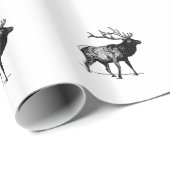 Elche - Wapiti (Linie Kunst) Geschenkpapier (Rolleneckpunkt)