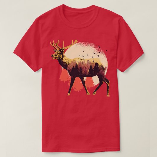 Elche wild lebende Tiere Jagd auf Hirsche T-Shirt (Design vorne)