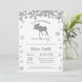 Elche Winter Baby Dusche Snowflake Einladung (Stehend Vorderseite)