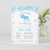 Elche Winter Boy Baby Dusche Snowflake Einladung (Stehend Vorderseite)
