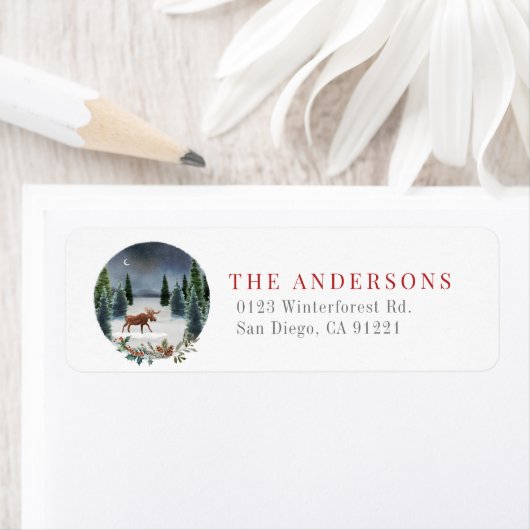 Elche Winter Night Forest Rücksendeadresse (Insitu)