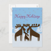 Elchfamilie Feiertagspostkarte (Vorne/Hinten)