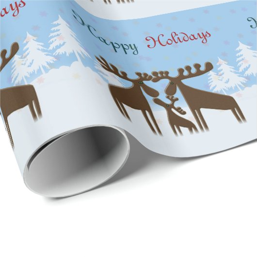 Elchfamilie Geschenkpapier (Rolleneckpunkt)