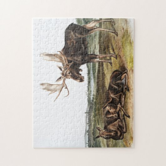 Elchhirsch (Servus alces) Illustration Puzzle (Vertikal)
