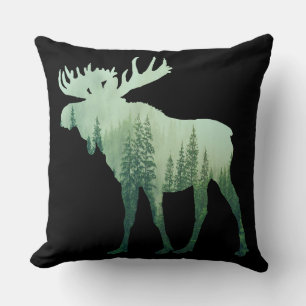 Elchhirsch und Waldnatur Kissen