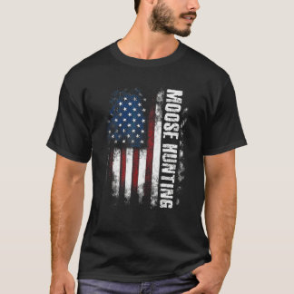 Elchjagd Amerikanische Flagge Wapiti Elchjäger T-Shirt