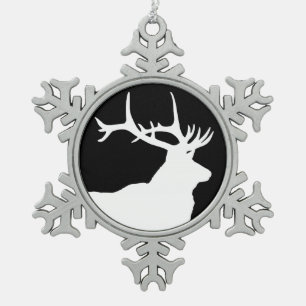 Elchkopf Schneeflocken Zinn-Ornament